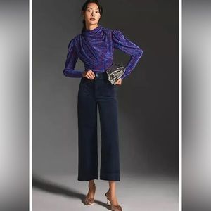 Anthropologie Colette Cropped Wide-Leg Corduroy Pants by Maeve